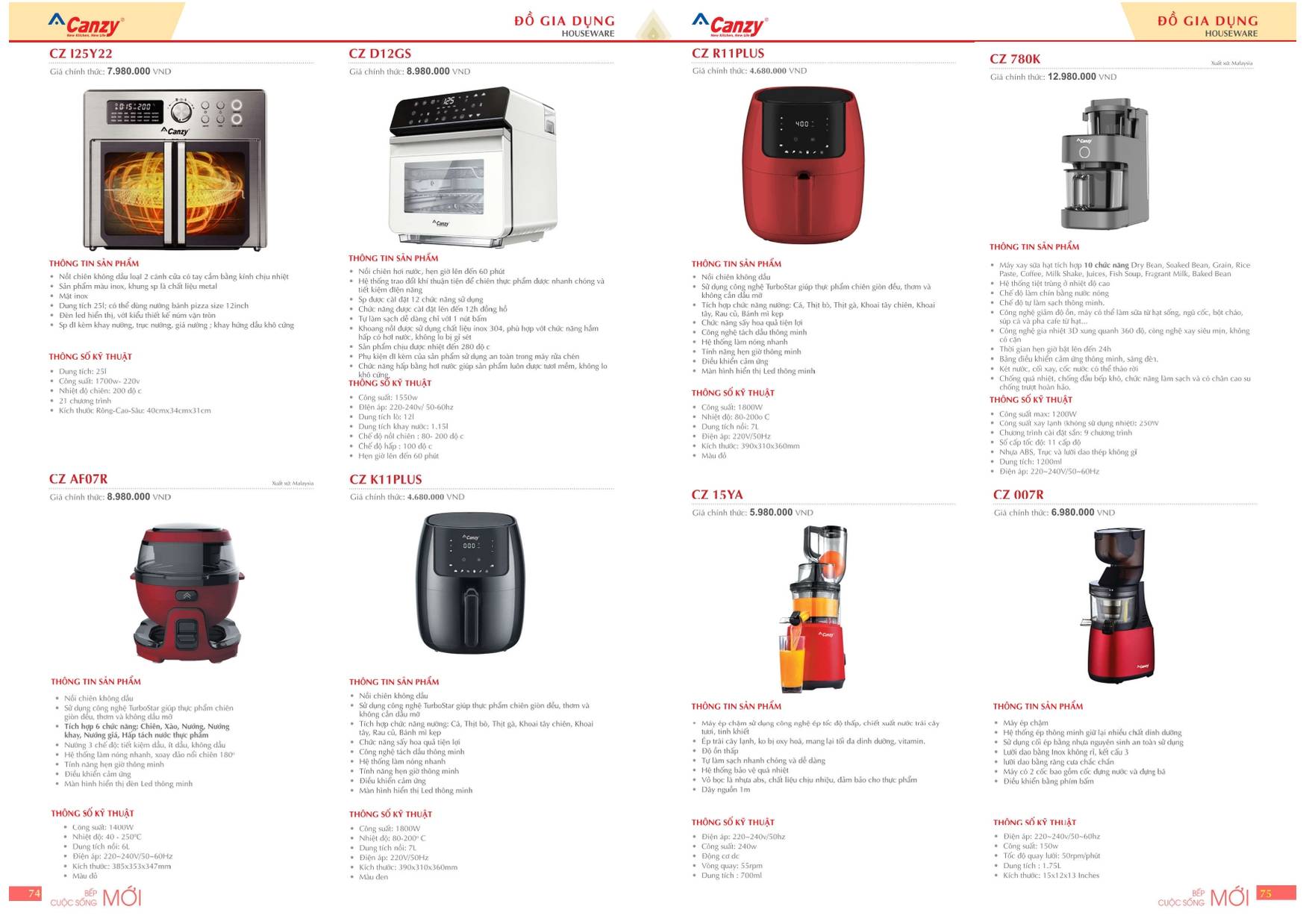 Bếp CANZY Catalogue và Bảng giá mới nhất 2024 /Page 37